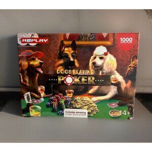 A2Play 1000 Piece Jigsaw Puzzle Dogs Playing Poker Includes Facts Poster New